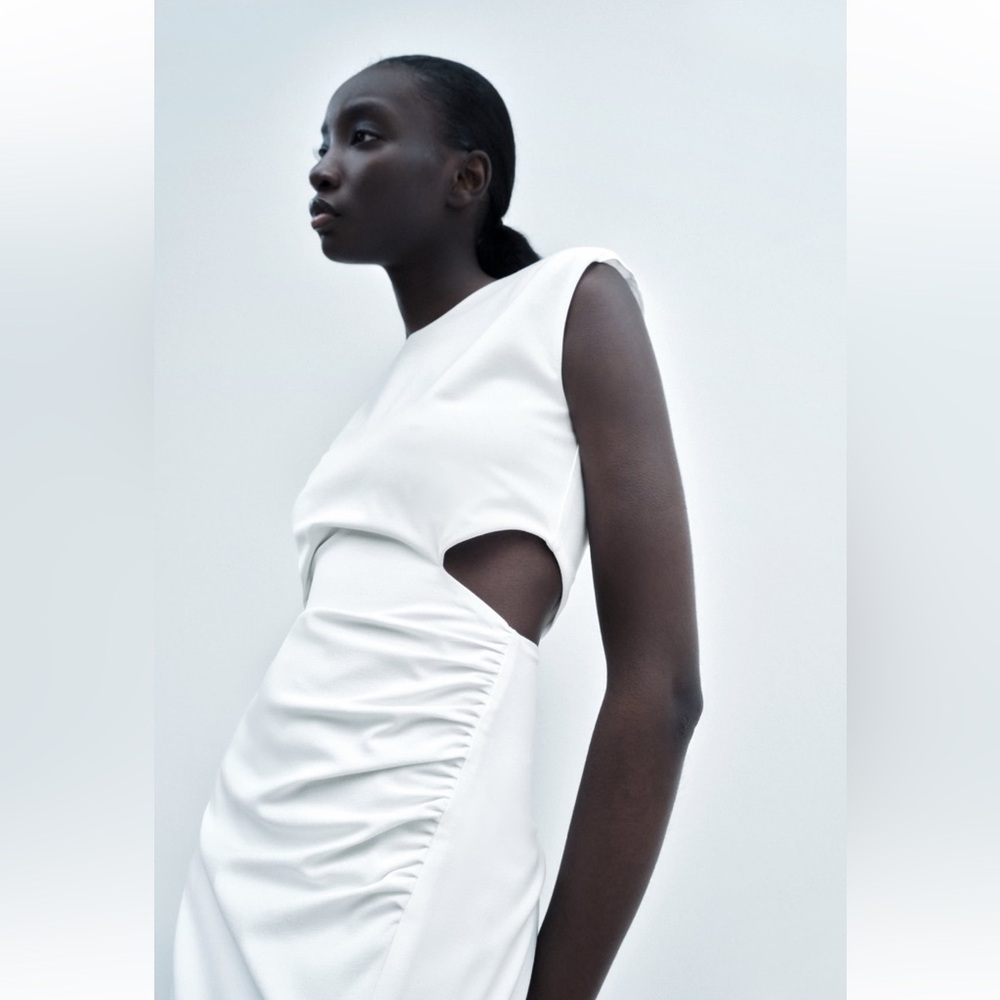 Zara White cutout midi dress